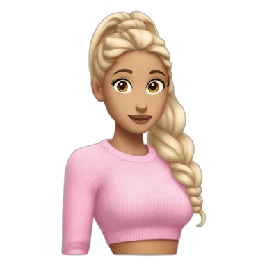 ariana grande with a blond low ponytail , wearing a pink sweater sticker