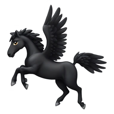 Sleek black Pegasus galloping with wings spread out sticker