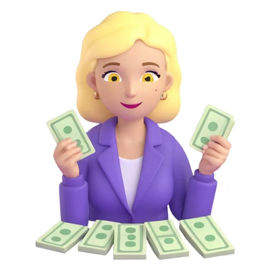 yellow skin woman counting cash sticker