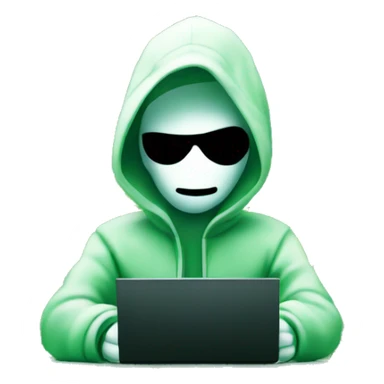 Hacker who is typing on a keyboard and in the background is green matrix font sticker