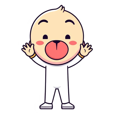 Tongue sticking out hands going in ￼ sticker