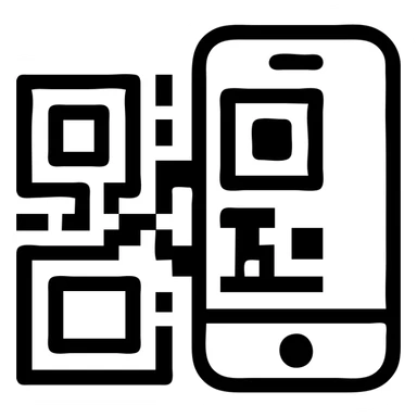 QR code symbol with a phone next to it sticker