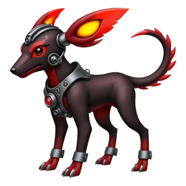 Futuristic Steampunky Punky Edgy Emo Badass Houndoom-Genesect-Pokémon-Fakémon-hybrid-creature sticker