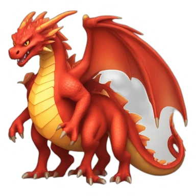 huge red Dragon Pokemon with fire four legs two arms sticker