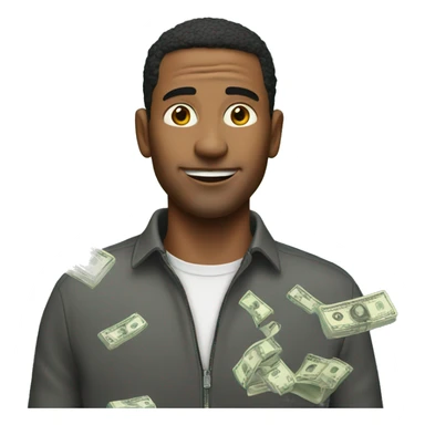 man with money falling around him sticker