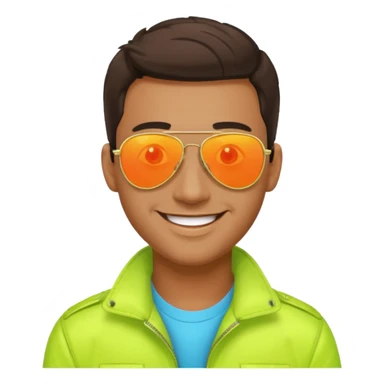 man wearing reflective neon aviator sunglasses sticker