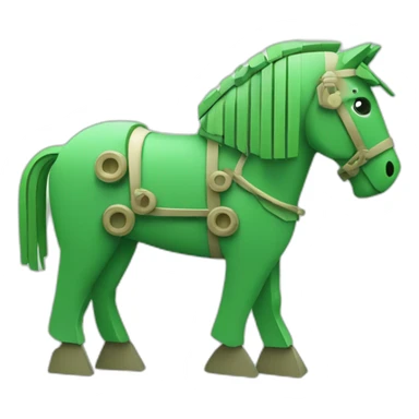 Green geometric trojan horse with wheels sticker