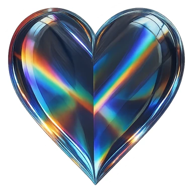 heart with a glass prism effect sticker