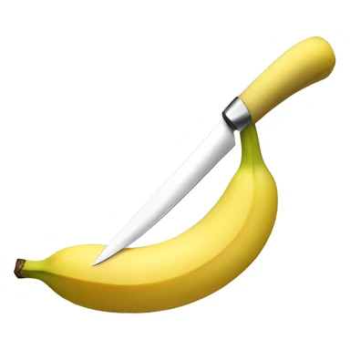 a banana being cut by a knife sticker