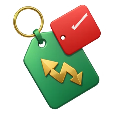 Tag vermelha com uma flecha pra cima verde do lado sticker