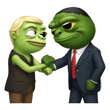 pepe and trump holding hands sticker