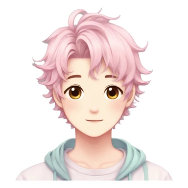 Gorgeous pastel anime style shojo man with blushing face and butterflies aesthetic and pretty hair trending style sticker
