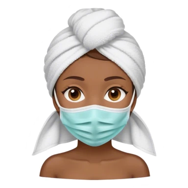 brown hair girl wrapped in a towel on her head with facemask on sticker