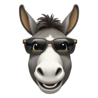 Donkey smiling showing teeth and wearing sunglasses sticker