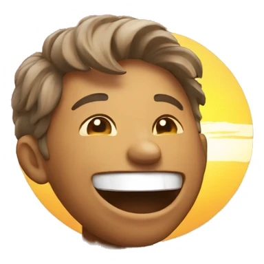 person laughing with sunrise sticker