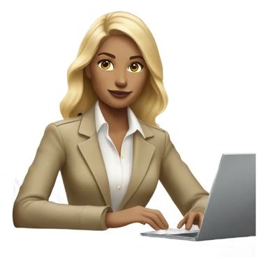 Blonde Ralph lauren women working at desk with lap top sticker