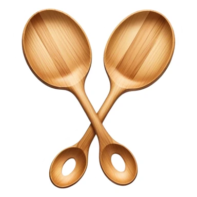 Two wooden spoons hitting each other with their flat sides, creating a cross-like shape with their handles, forming an intricate and striking visual sticker