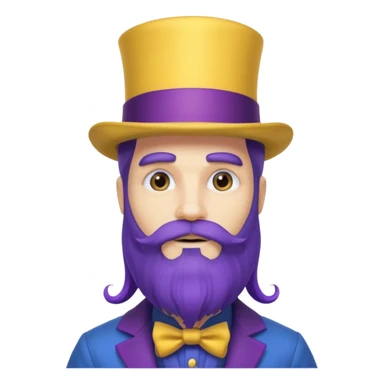 purple bearded, blue very long haired man with yellow top hat sticker