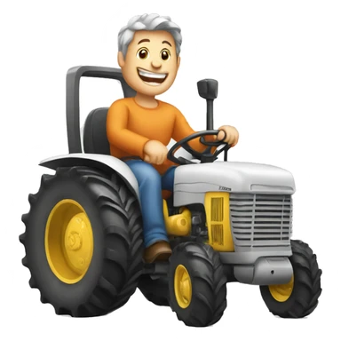 happy person driving giant tractor sticker