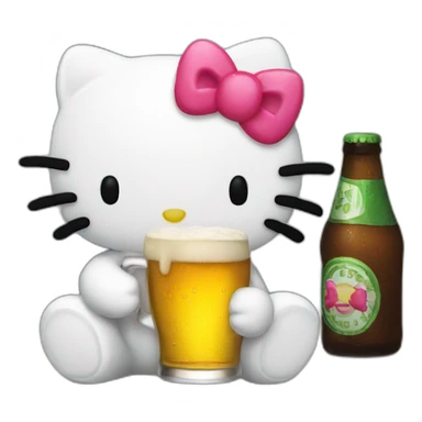 Hello kitty drinking a beer sticker