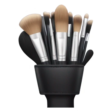 hand in black glove holding makeup brushes sticker