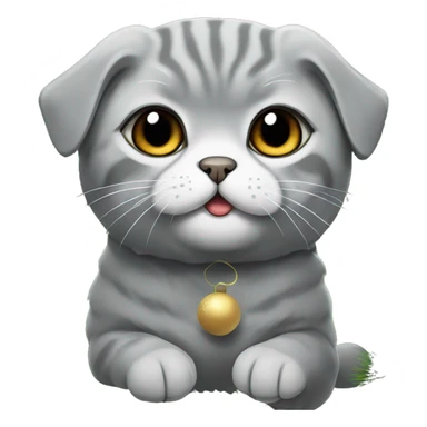 grey scottish fold christmas sticker