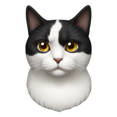 Black white cat with grumpy face sticker