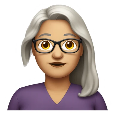 older fat woman long straight brown hair wglasses sticker
