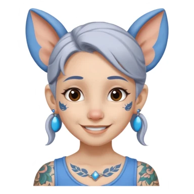 white-gray haired heavy blue tattooed big head accessory big nose mid size ear young girl sticker