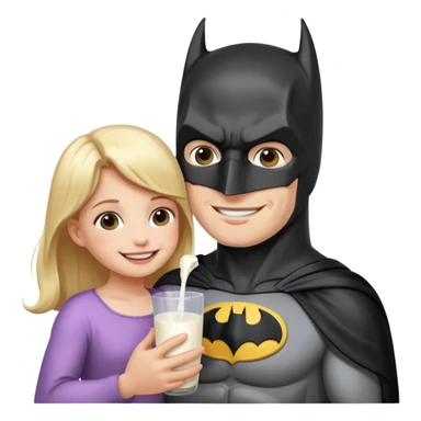 batman feeding milk to his daughter sticker