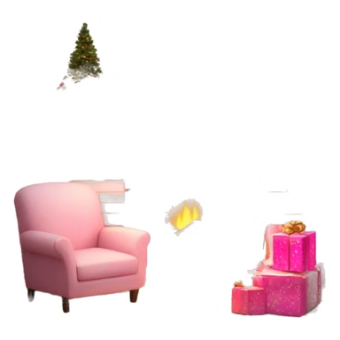 A cozy white brick fireplace with pink Christmas decor sticker