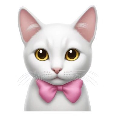 white cat with pink bow on her ear sticker