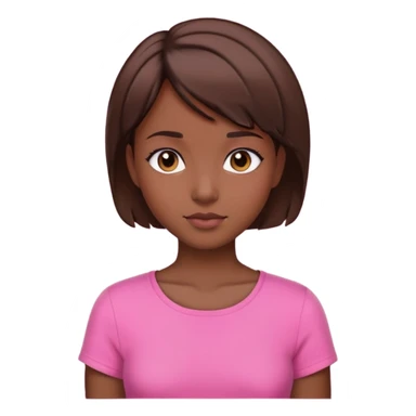 I need a girl with brown short hair, a lil dark skin, with a pink top  sticker