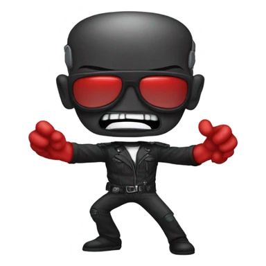 Terminator dancing with small red cloth in each hand sticker
