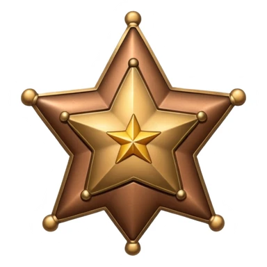 sheriff badge with small star in center, bronze color sticker