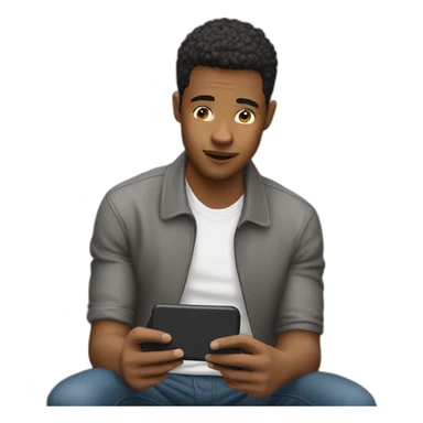 young man watching with his phone sticker