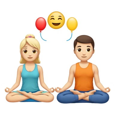  split circle: one half shows a party emoji 🎉 (pleasure), the other a person meditating 🧘 (meaning)—flat vector style, labeled “Type 1” and “Type 2.” sticker
