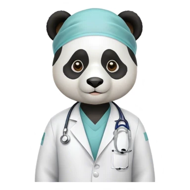 Panda wearing surgeon attire sticker
