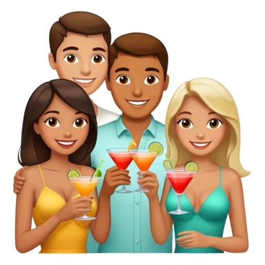 2 girls and a guy on a drinks date sticker