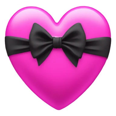 neon pink heart with black bow tied around it sticker