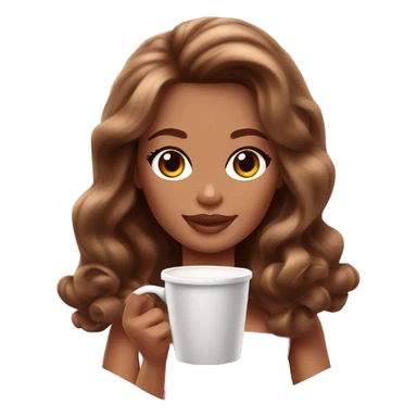 Barbie girl with brown wavy hair drinking coffee  sticker