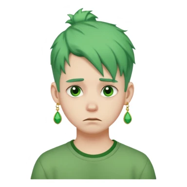  bun haired with earrings green hair guy sad sticker