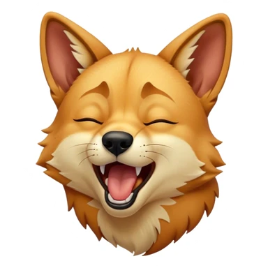Cinematic Cute Yawning Dingo Portrait Emoji, Head tilted slightly with a dramatic, wide-open yawn, showcasing a soft, sandy fur with gently drooping ears and round amber eyes barely open in drowsy contentment, Simplified yet irresistibly adorable features, highly detailed, glowing with a soft, cozy glow, high shine, relaxed yet expressive, stylized with a touch of wild charm, bright and endearing, soft glowing outline, capturing the essence of a sleepy yet affectionate dingo, so drowsy it feels like it could stretch out of the screen and curl up for a nap! sticker