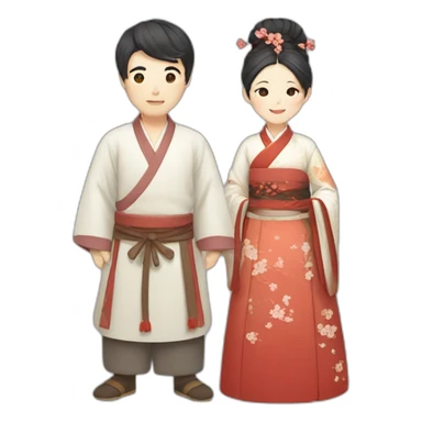 man and woman in Hanfu sticker