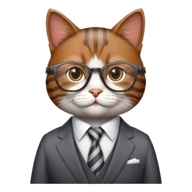 professional cat with glasses and a suit, looking like a corporate boss sticker