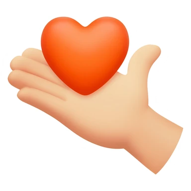 A friendly open hand gently holding or offering a bright orange heart in its palm, symbol of solidarity sticker