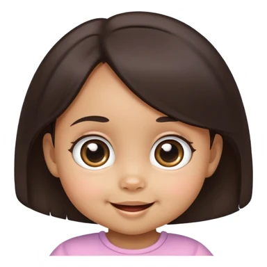 smiling baby girl with big eyes, medium skin tone, and dark hair sticker