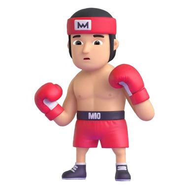 Boxer Rocky Balboa with boxing gloves and sweatband sticker