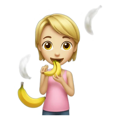 Girl eating a banana sticker