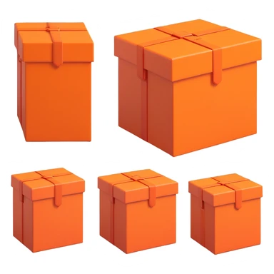 an orange Hermès box iconic luxury packaging clean elegant minimal 3D style sticker